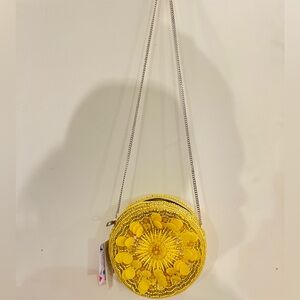 Yellow Beaded Crossbody Bag